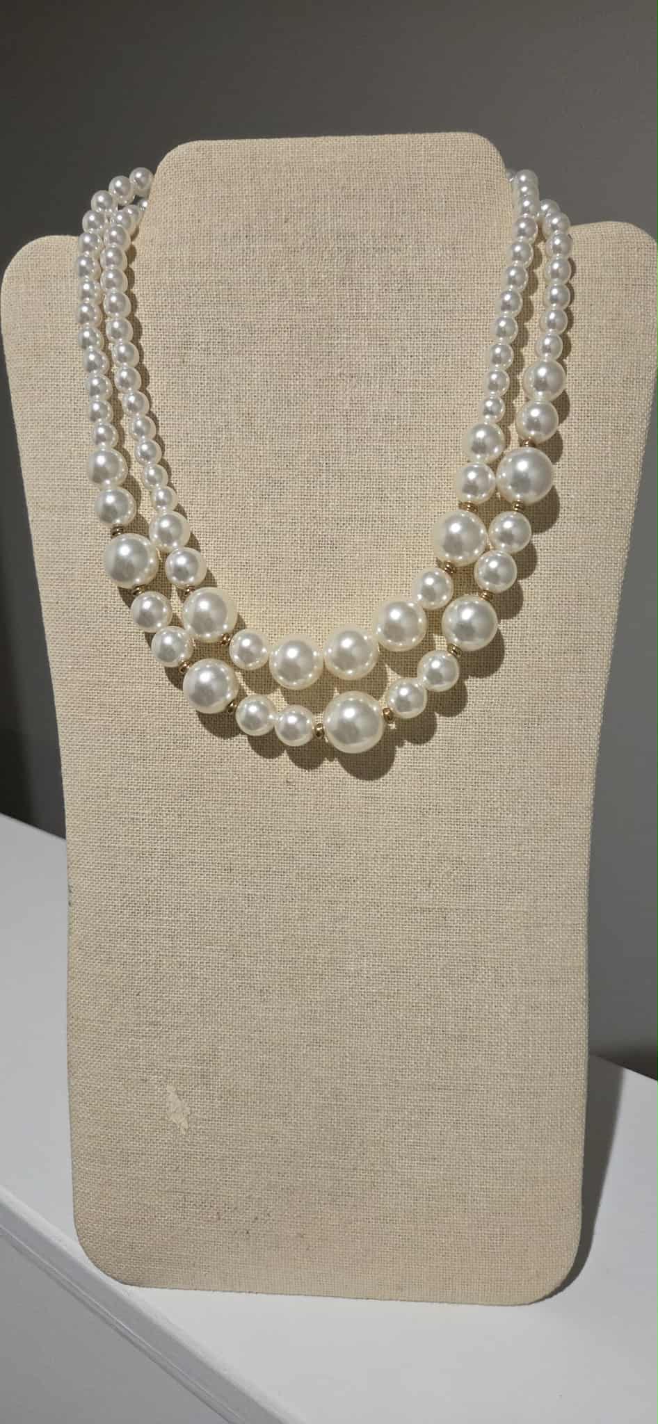 Faux Pearl Doubled Necklace