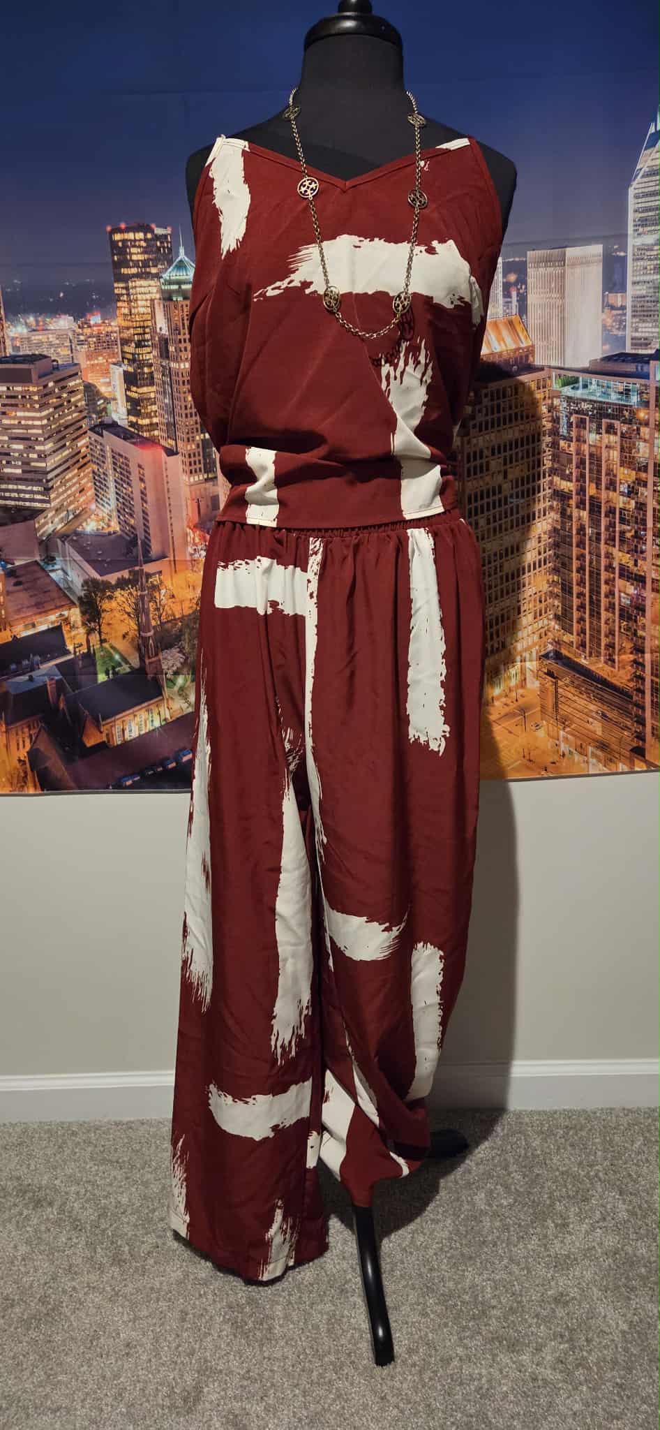 2PC Cranberry Pants Set