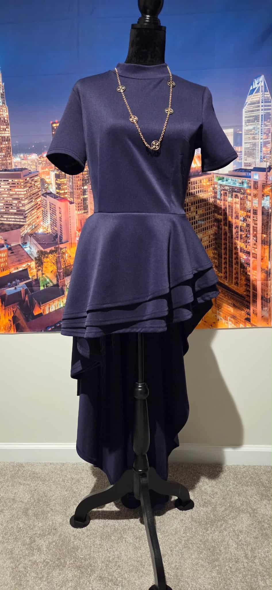 Navy Blue Peplum Top