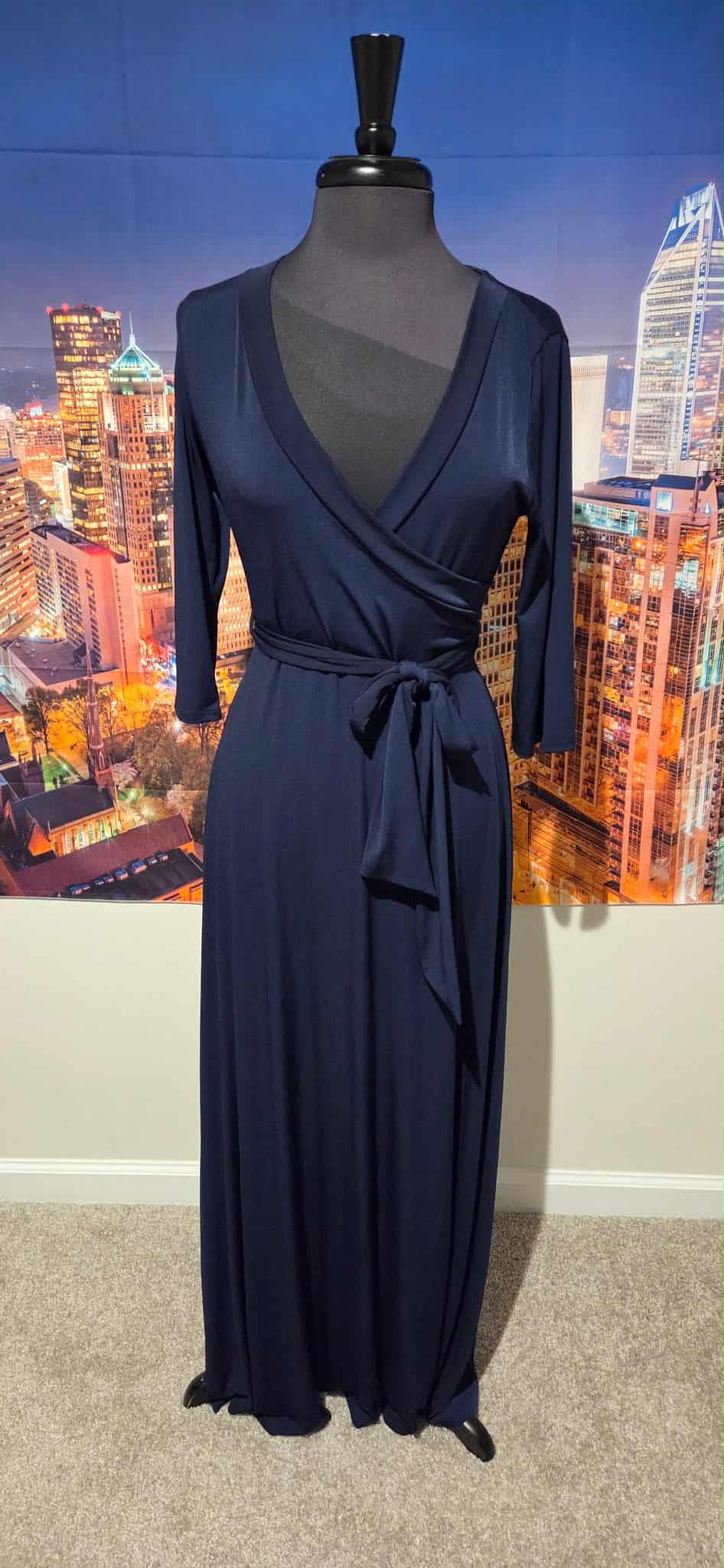 Navy Faux Wrap Dress