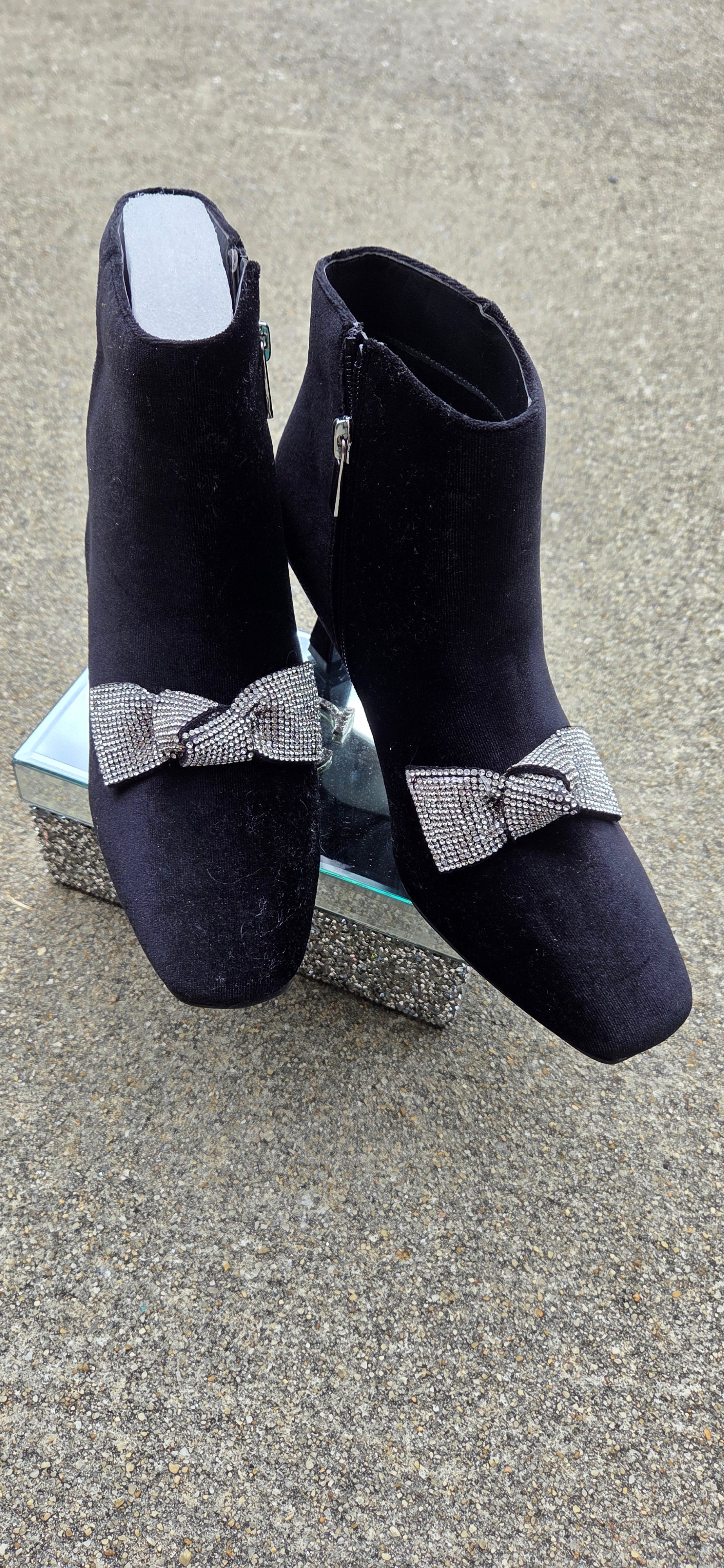 Black Velvet Booties