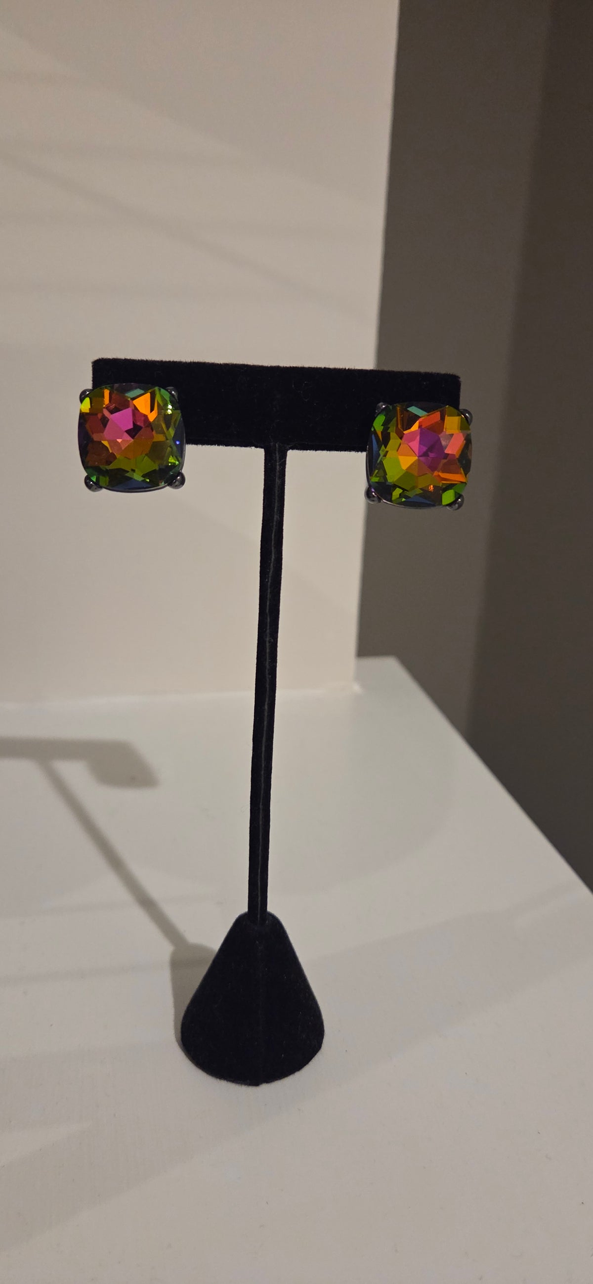 Post back iridescent earrings