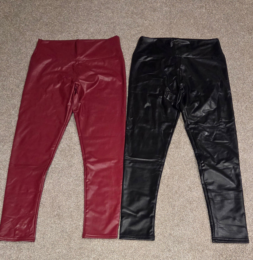 Faux leather leggings set